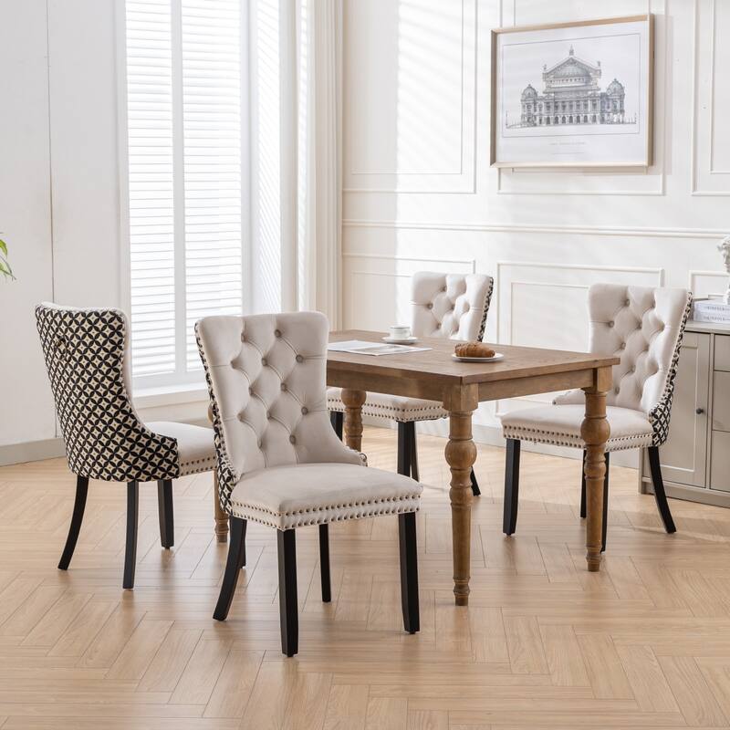 Tufted Solid Wood Velvet Upholstered Dining Chair