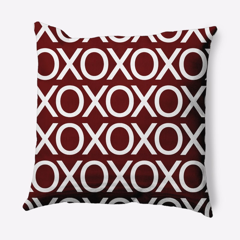 Hugs and Kisses Valentines Decorative Throw Pillow - 20" x 20" - Maroon