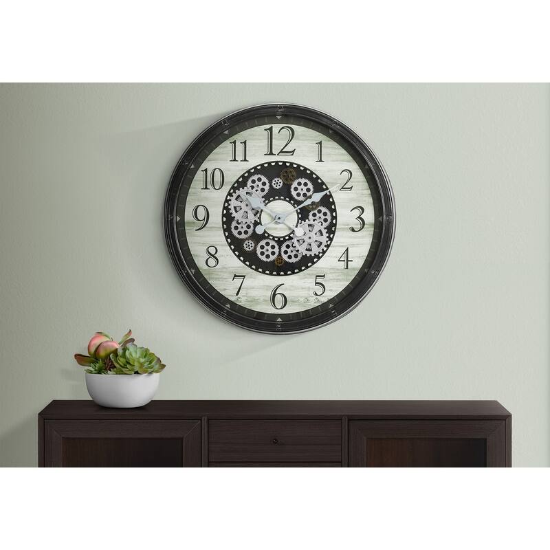 30 in Oversized Gear Mechanism Brown Wall Clock - 30 in - Brown - 30 in