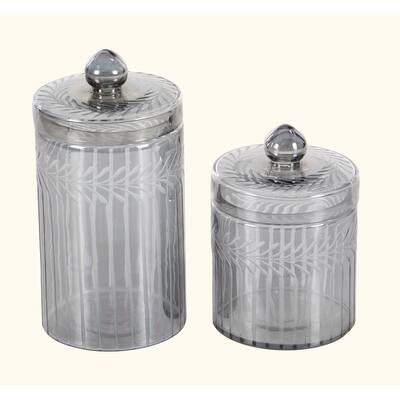 Glass Handmade Living Room Decorative Jars - Set of 2 Gray - Roche River Decor