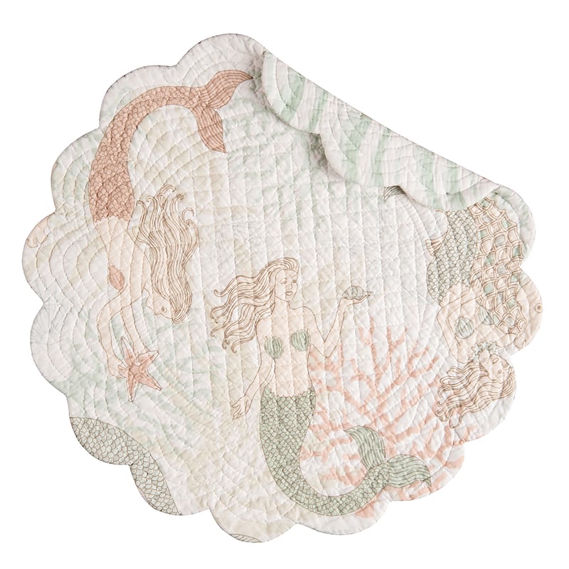Mystic Echoes Cotton Quilted Round Reversible Placemat Set of 6 - Set of 6