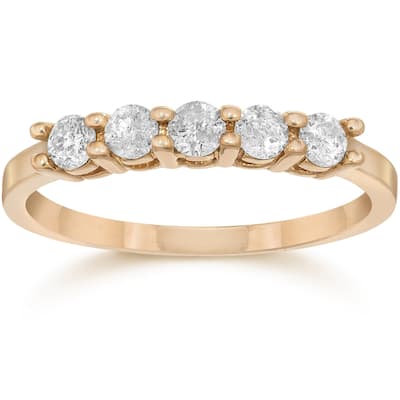 3/4ct Five Stone Diamond Ring Rose Gold