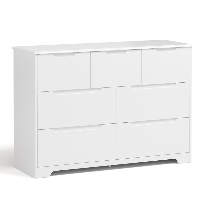 7 Dresser Storage Drawer Units Chest Of Drawers, Dresser With Recessed Distinctive Handles