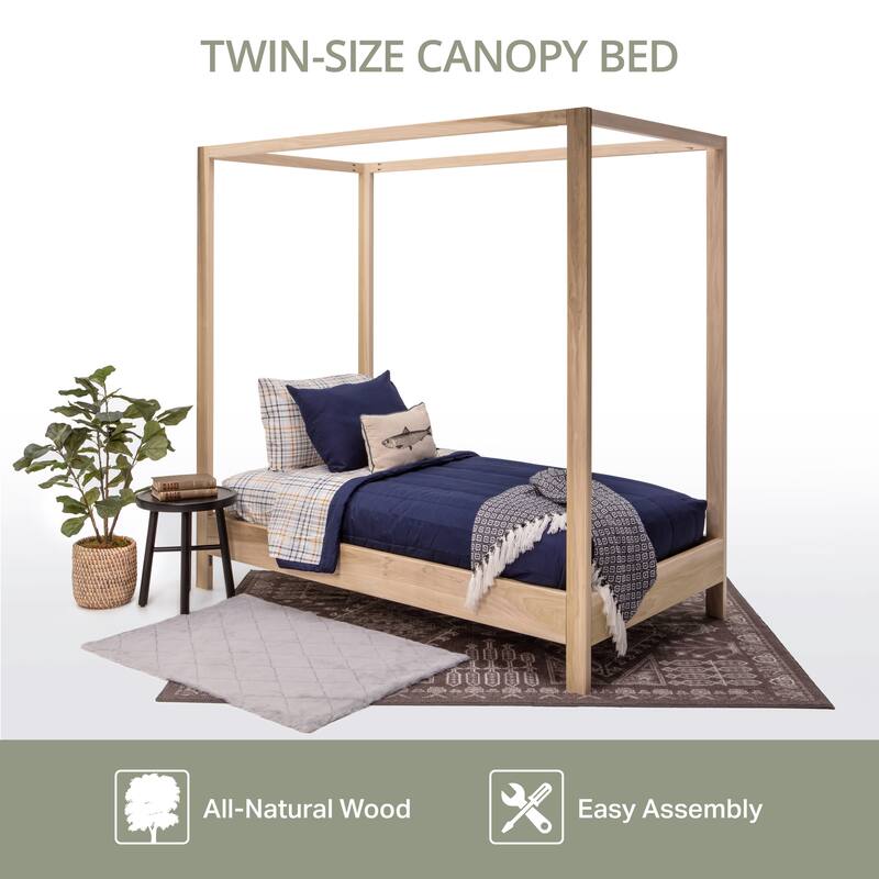 American Furniture Classics Model TWIN CANOPY Twin Size Canopy Bed with Raised Platform