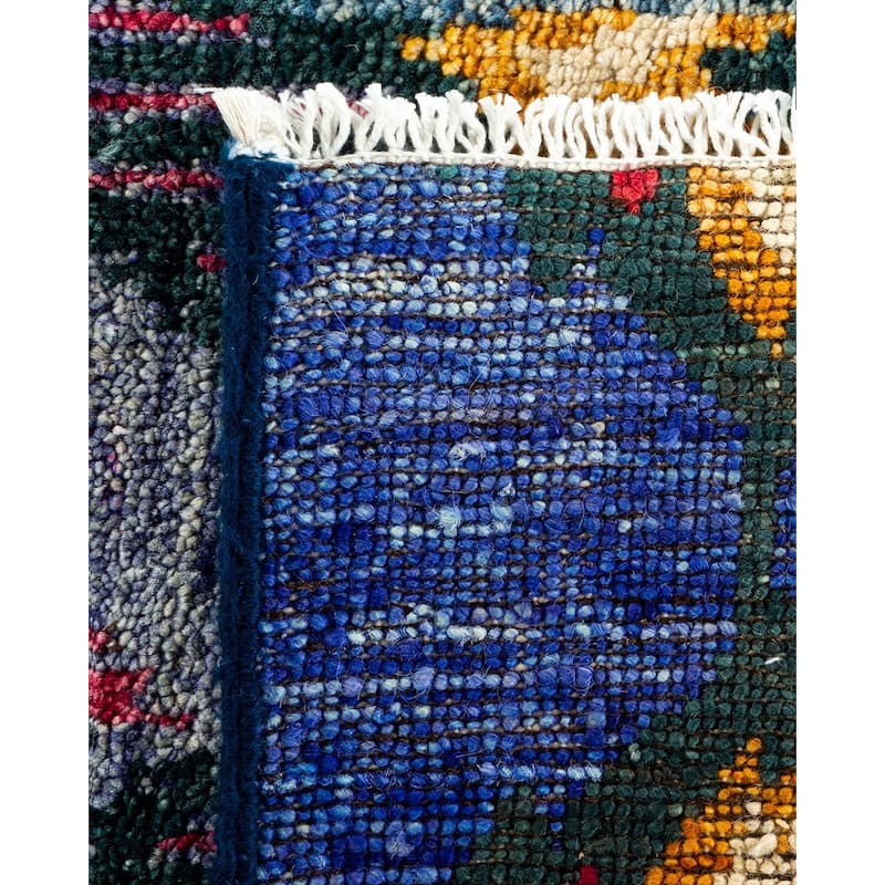 Overton Hand Knotted Wool Vintage Inspired Modern Contemporary Modern Blue Area Rug - 9' 0" x 12' 2"