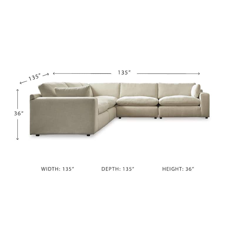 Signature Design by Ashley Elyza Ivory 5-Piece Sectional - 135"W x 135"D x 36"H