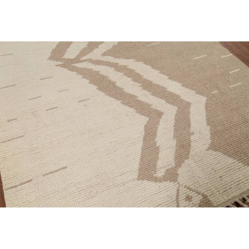 All-Over Striped Moroccan Oriental Area Rug Handmade Wool Carpet - 6'2"x 9'6"