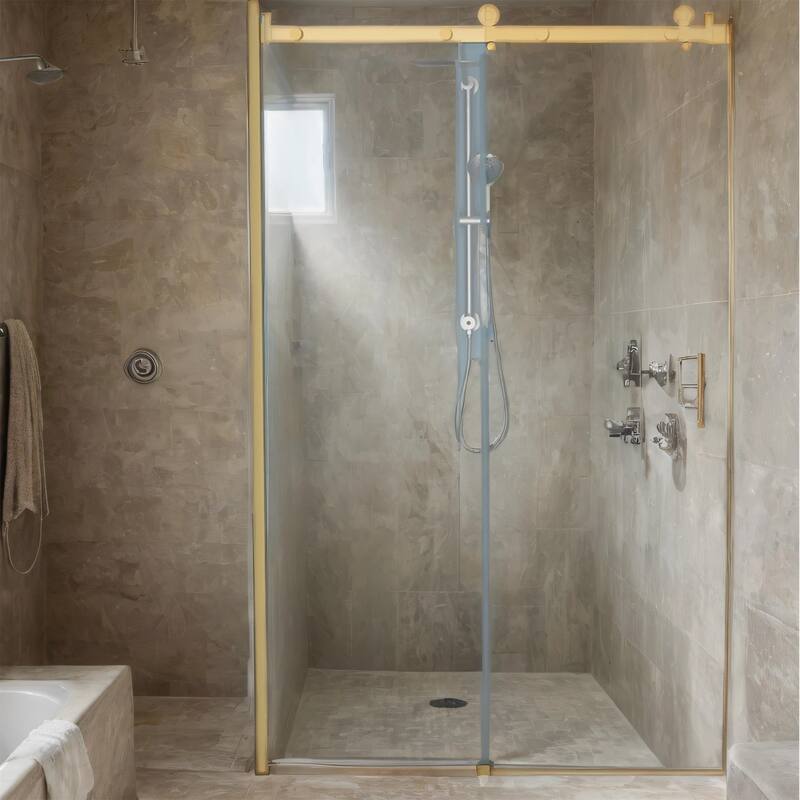 Single-Slide Shower Door w/ 8mm Tempered Glass, Stainless Steel Frame