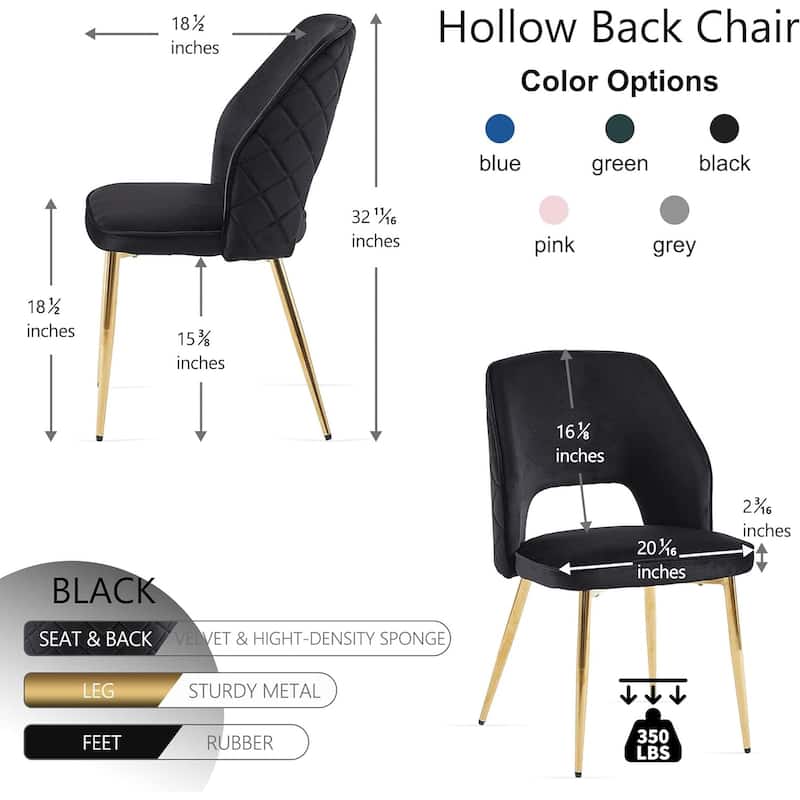 Howtai Upholstered Home Chair Hollow-Back Set of 4