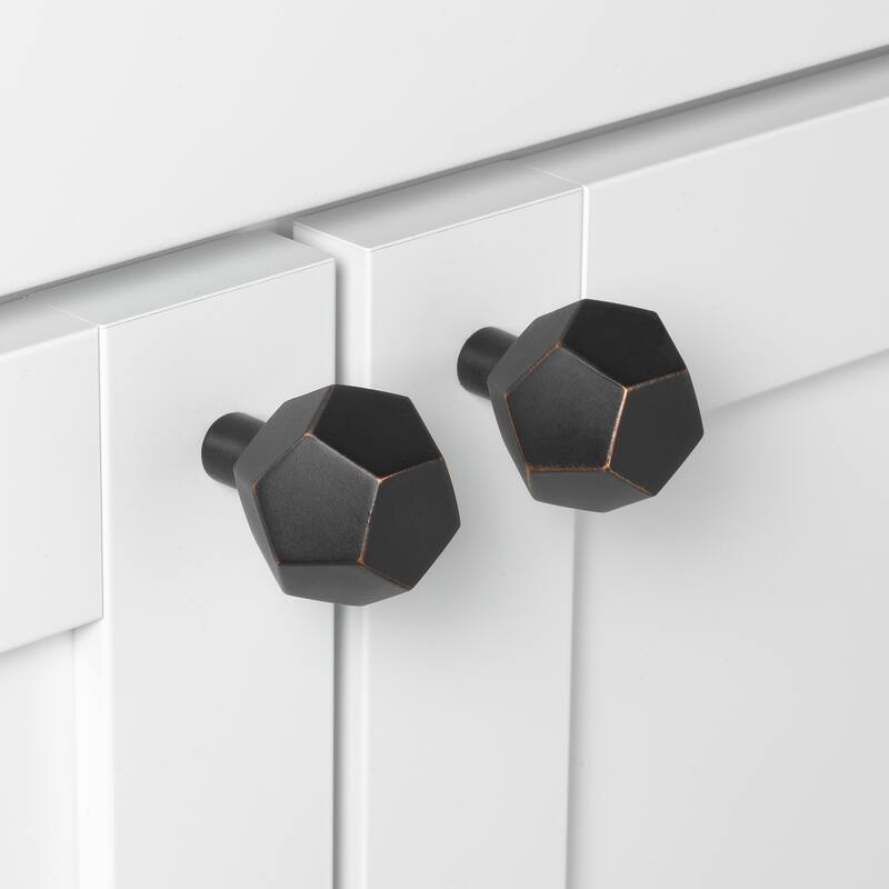 GlideRite 1-1/2 in. Rubbed Bronze Faceted Cabinet Knobs (10-Pack) - Oil Rubbed Bronze