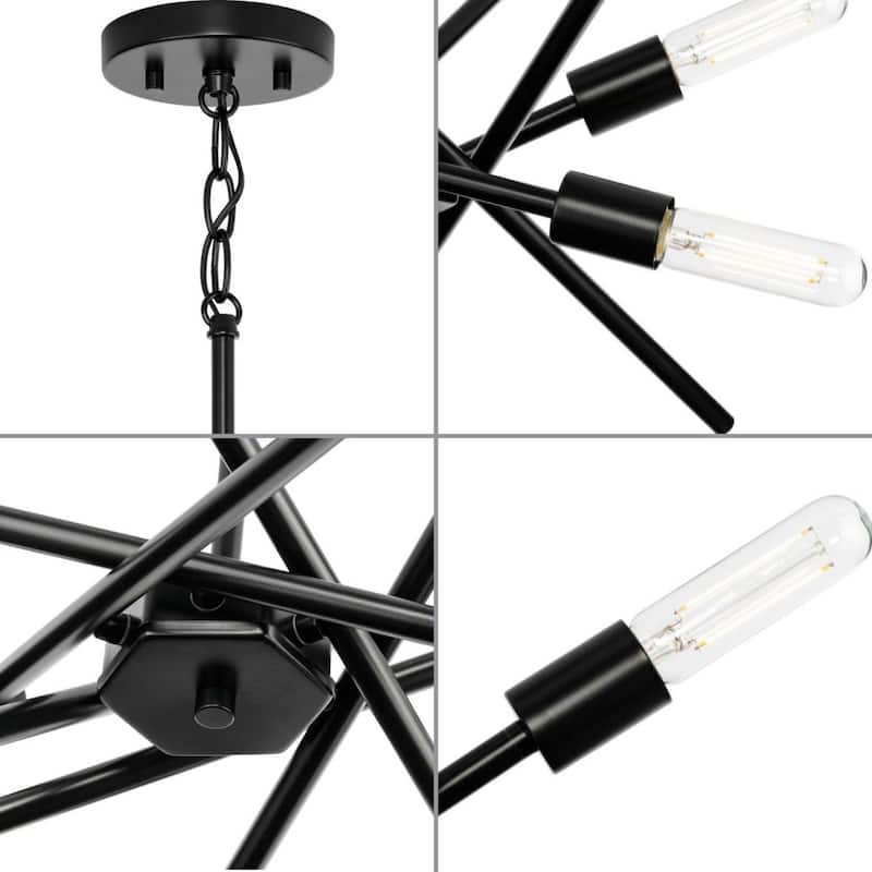 Astra Collection 6-Light 22 in. Matte Black Modern Chandelier - Medium