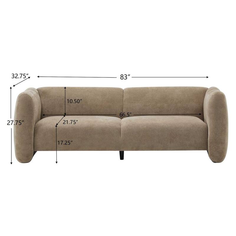 3-Seater Chaise Lounge Sofa with Curved Design, Wave-Shaped Fabric Loveseat Recliner Sofa with Plush Cushions