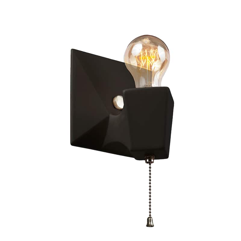Ceramic Geo Wall Sconce - Carbon Matte Black/Brushed Nickel