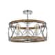 Shacer 3-light Hood Design Ceiling Lamp - Silver/Faux-WoodGrain/Semi-Flush Mount