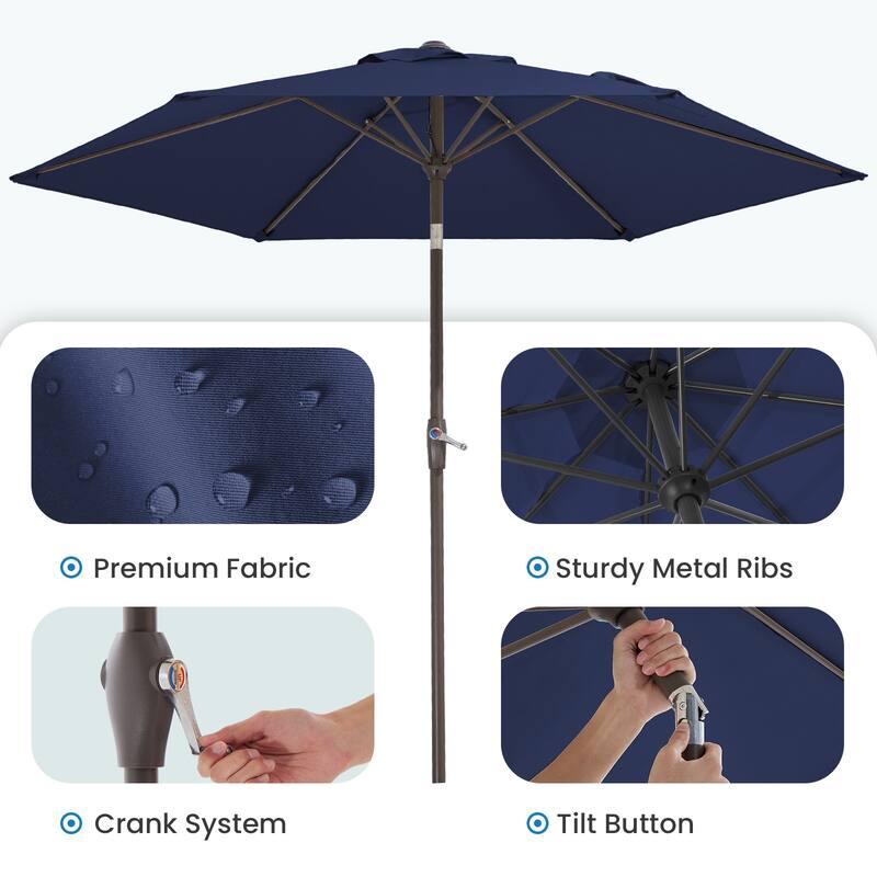 7.5-ft Patio Market Umbrella with UV-Risistance,Crank & Tilt