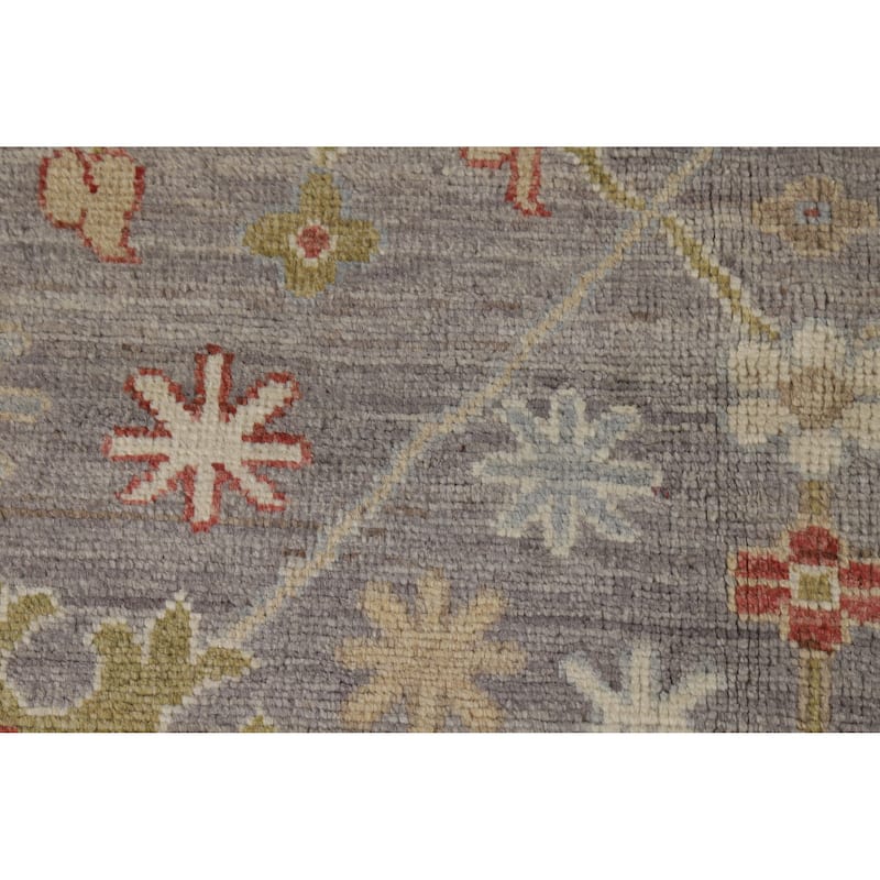 Hand Knotted Oriental 100% Wool Carpet Transitional All-Over Greys & Charcoal Oushak Area Rug - 9' 10'' X 7' 11''