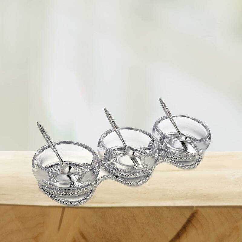Nambe Braid Triple Condiment Set with Spoons