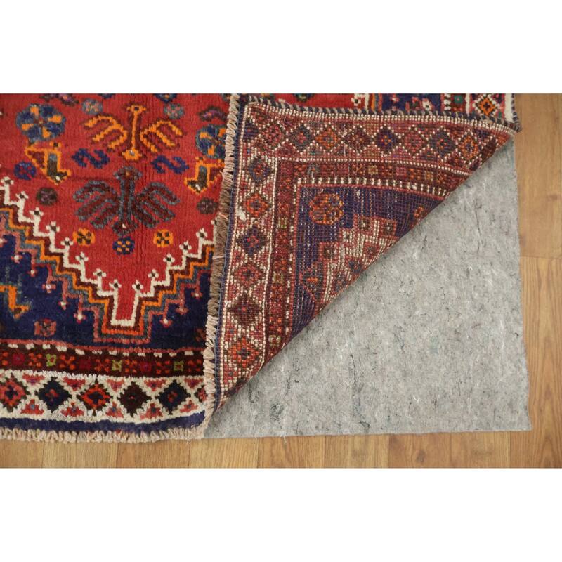 Hand Knotted Oriental 100% Wool Carpet Traditional Tribal Red Shiraz Area Rug - 5' 0'' X 3' 5''