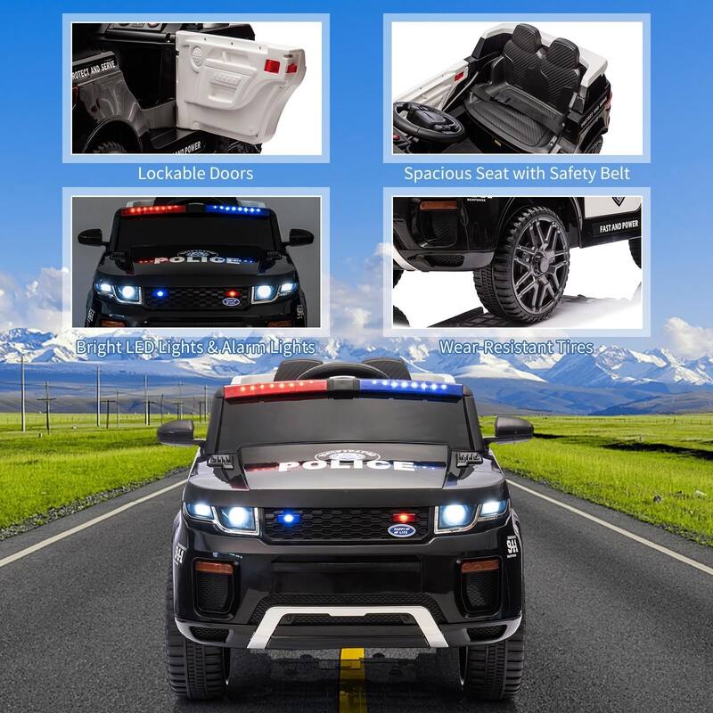 Kids Electric Police Car with Alarm & Megaphone
