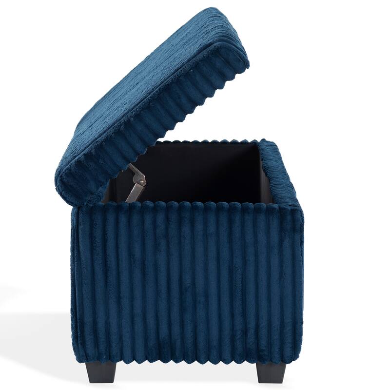 SAFAVIEH Couture Lynzie Plush Corduroy Storage Bench - 55"W x 21"D x 19"H