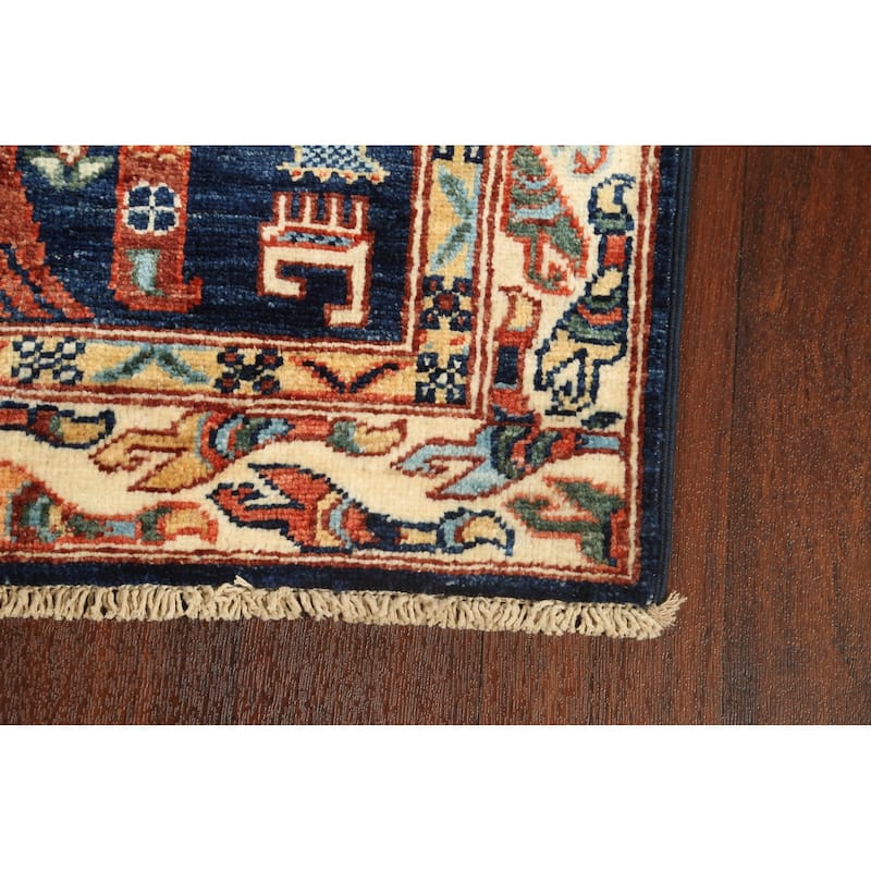 Tribal Geometric Oriental Kazak Runner Rug Wool Hand-knotted Carpet - 2'8" x 11'9"
