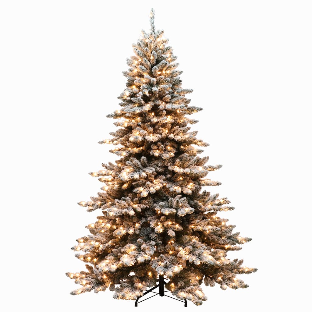 6.5' Royal Majestic Spruce Green Flocked Artificial Christmas Tree Clear Lights - 6.5 Foot