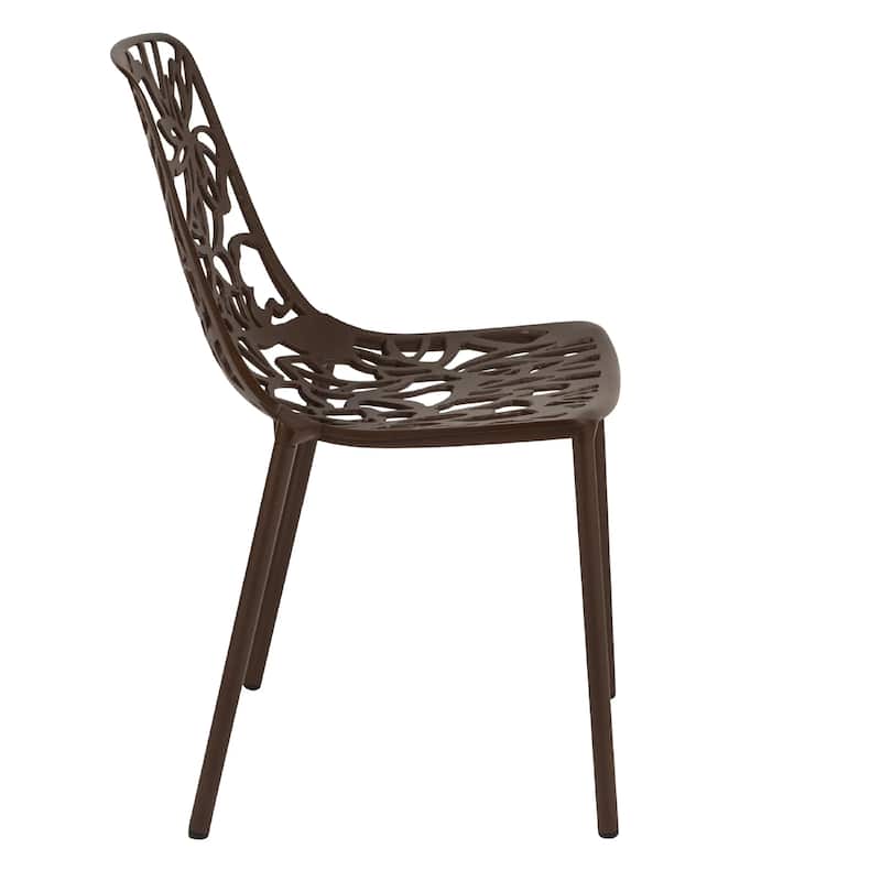Devon Aluminum Floral Cutout Stackable Dining Chair for Dining Room, Patio, or Garden