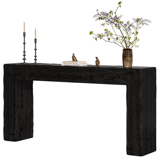 63-inch Solid Wood Console Table, Farmhouse Long Entryway Table
