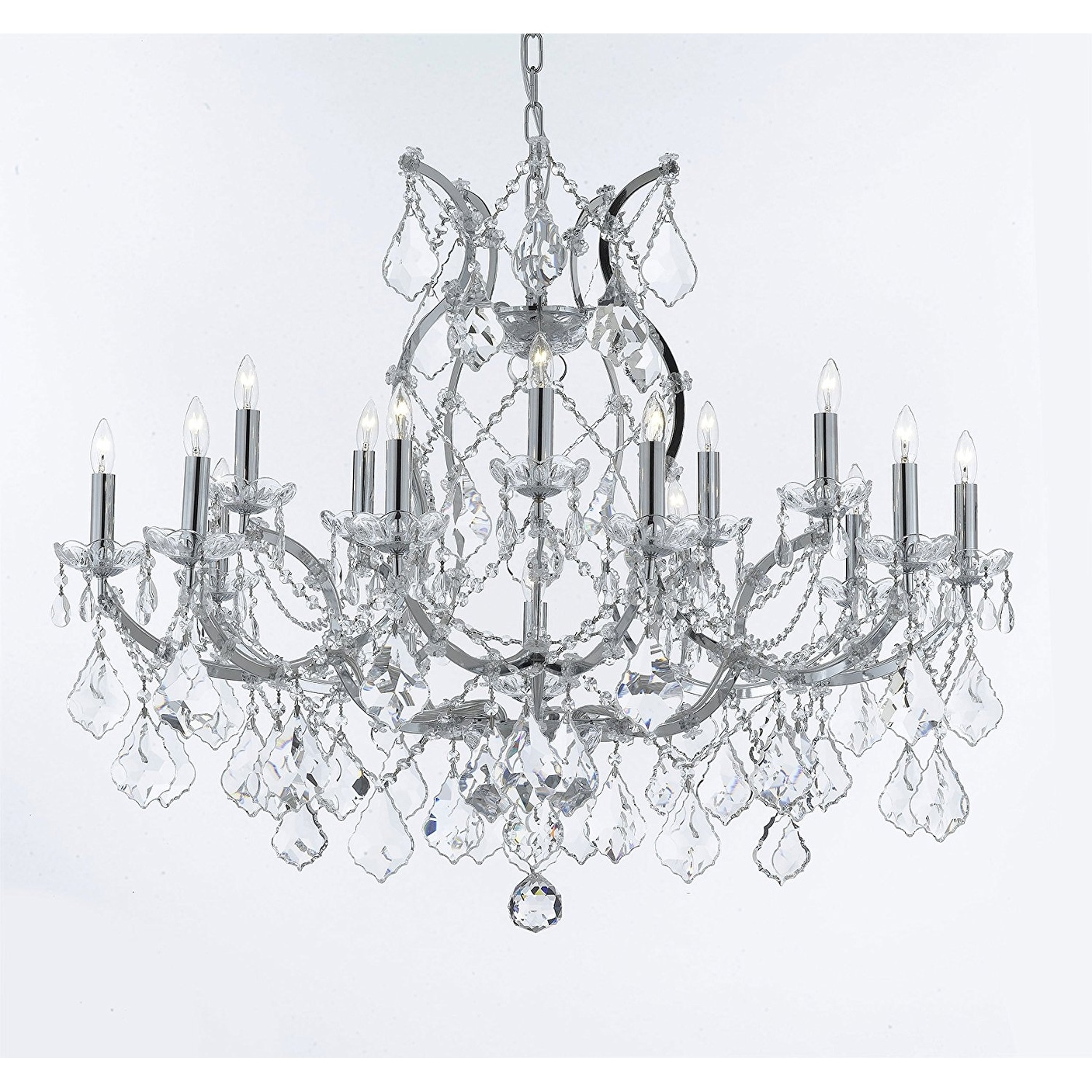 Swarovski Crystal Trimmed Chandelier! Maria Theresa Chandelier Lighting Crystal Chandeliers Chrome Finish - Chandeliers For Bedrooms by Overstock.com