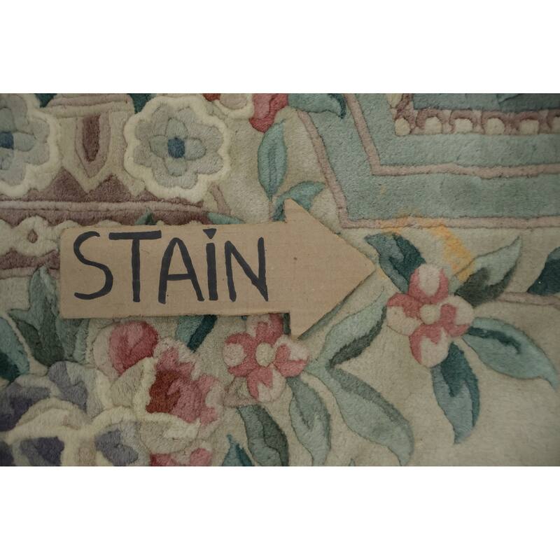 Hand Knotted Oriental 100% Wool Carpet Traditional Floral Beige & Ivories Art Deco Area Rug - 18' 2'' X 9' 11''