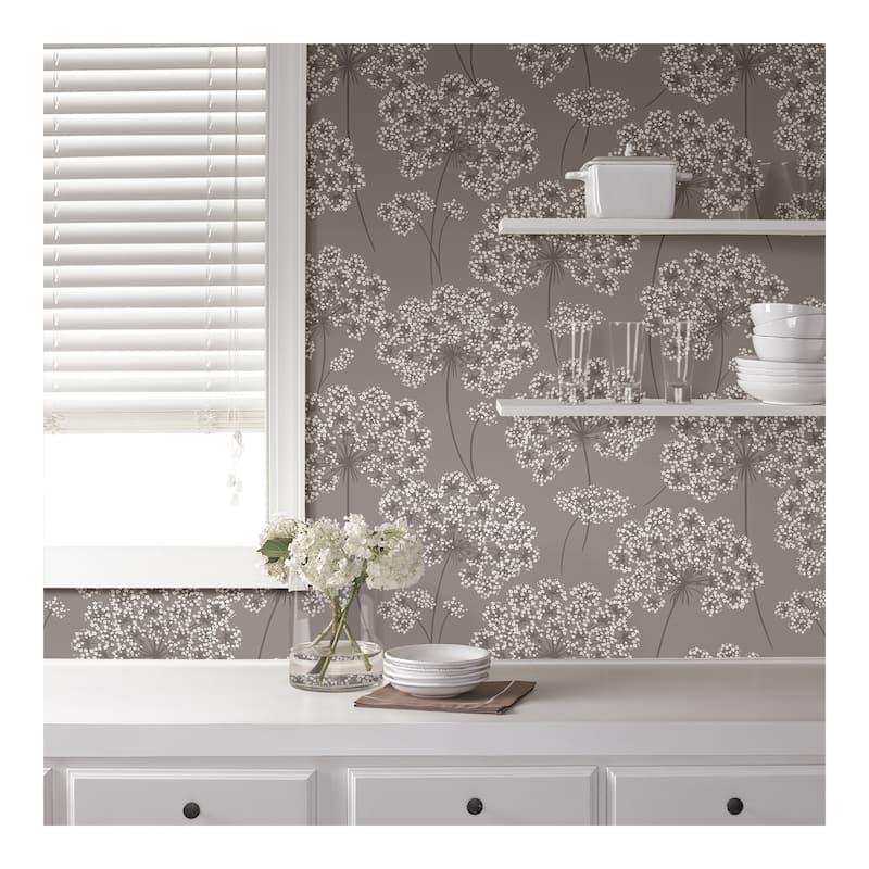 NuWallpaper Angelica Grey Peel & Stick Wallpaper - 216in x 20.5in x 0.025in