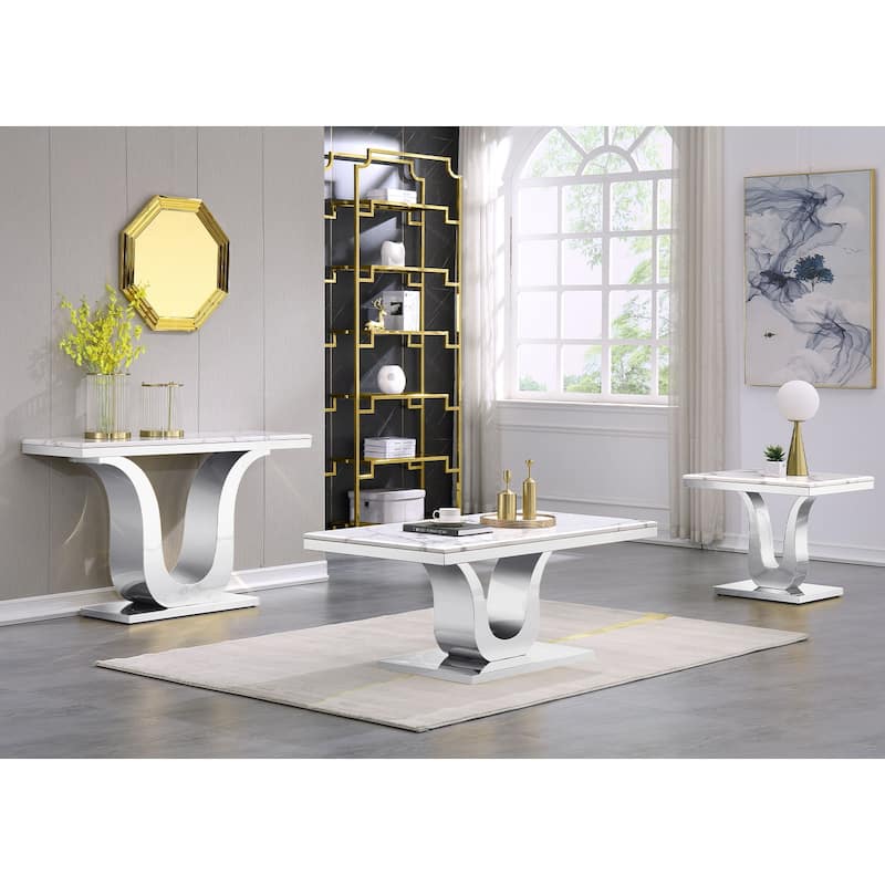 Modern Coffee Table 48 inch White Rectangle Living Room Tea Table for Living Room Guest Hall Reception Room