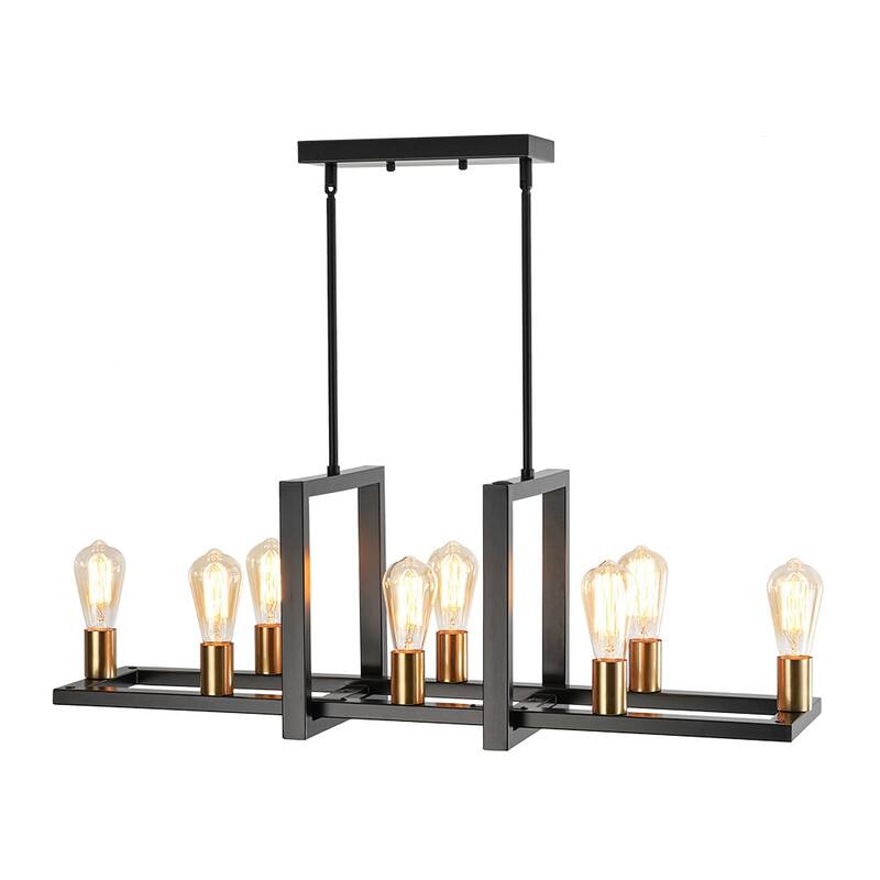 Modern Farmhouse 8-Light Square Frame Kitchen Island Chandelier - 35.8in