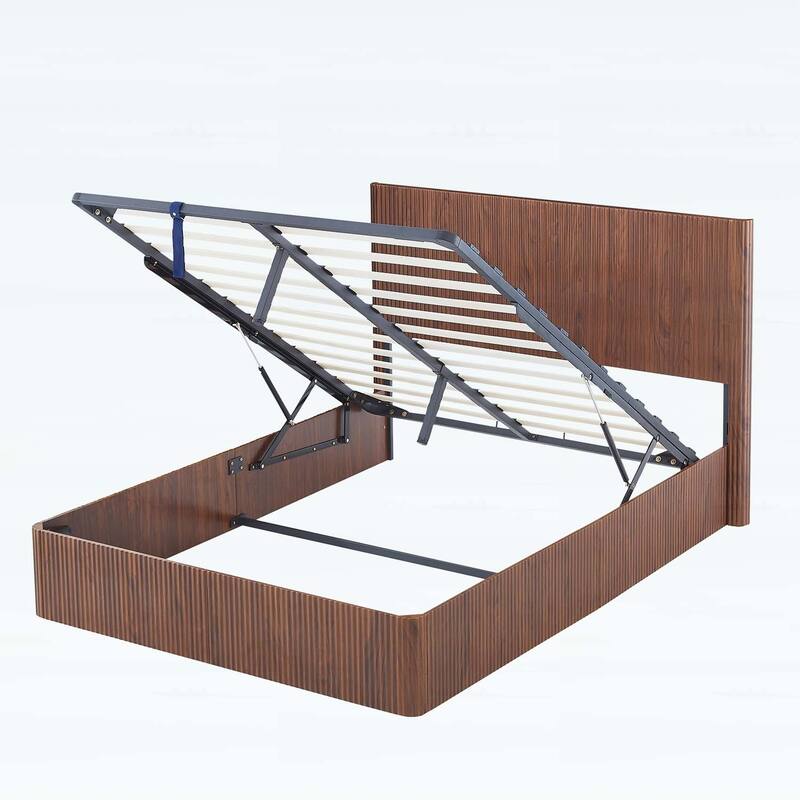 Modern Lift Up Storage Bed,Hydraulic Storage,with Corrugated Curves