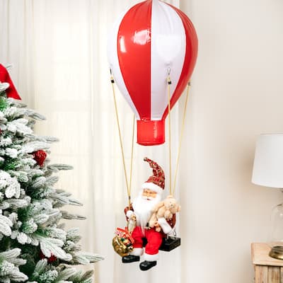 Lighted and Musical Santa Claus Hot Air Balloon Christmas Decoration - 43.5"