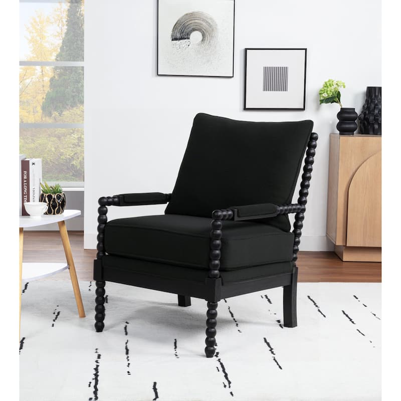 SEYNAR Mid Century Teddy Velvet Fabric Wood Accent Armchair with Cushion Set of 2