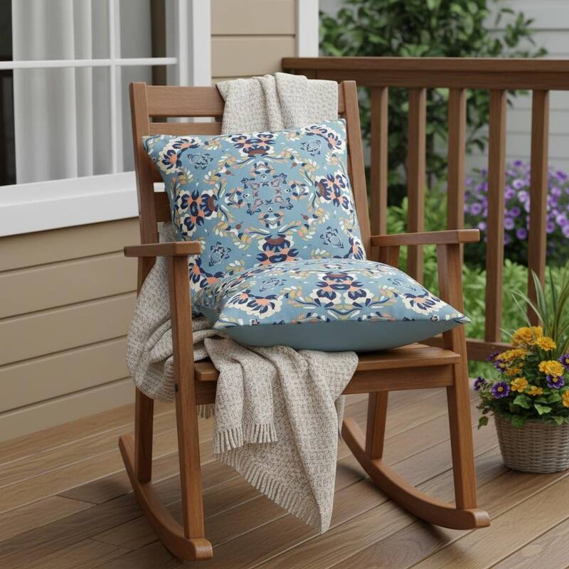 HomeRoots Set of Two 16" X 16" Blue and Gray Blown Seam Eclectic Indoor Outdoor Throw Pillow - 16.00' X '16.00' X '5.00 - Blue/Gray - 16.00' X '16.00' X '5.00