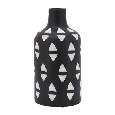 Ceramic 10" Decorative Vase, Black, white 10.0"H
