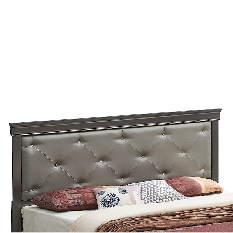 Jewel Tufted Metallic Queen Panel Bed - 85" - Silver Champagne