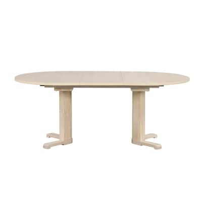 Oval Wooden Dining Table with Leaf in Natural and White Oak - White Oak