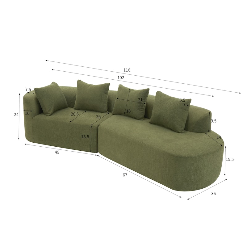Christopher Knight Home - Olivia Curved Foam Sofa Set - 116"L