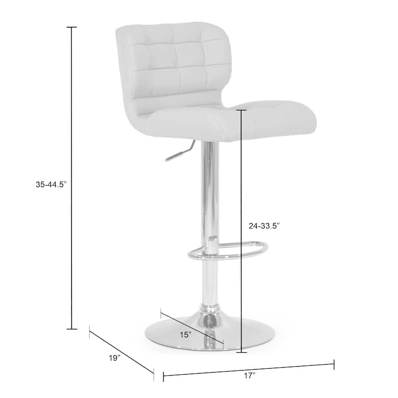 Adler Faux-leather and Metal Adjustable-height Bar Stool (Set of 2) - Ashy Grey