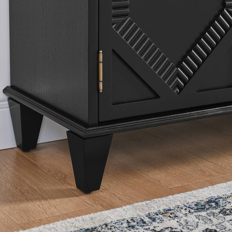 Sideboard Cabinet with 4 Doors & Adjustable Shelf, Accent Cabinet with Solid Wood Legs, Large Wine Bar Storage Cabinet