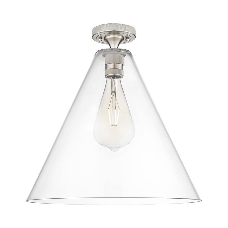 Innovations Lighting Downtown Urban - Crown Point - 1 Light 16" Berkshire Flush Mount - Clear/Satin Nickel