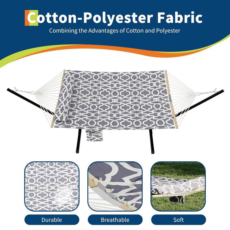 450 LBS Capacity, 2 Person Outdoor Hammock for Patio, Backyard, Garden, Beach