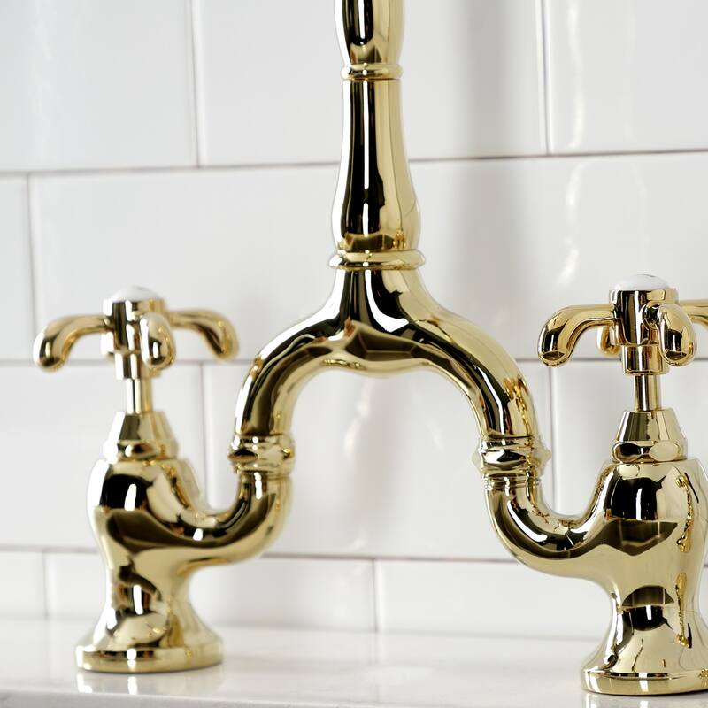 Kingston Brass French Country Bridge Kitchen Faucet with Brass Sprayer