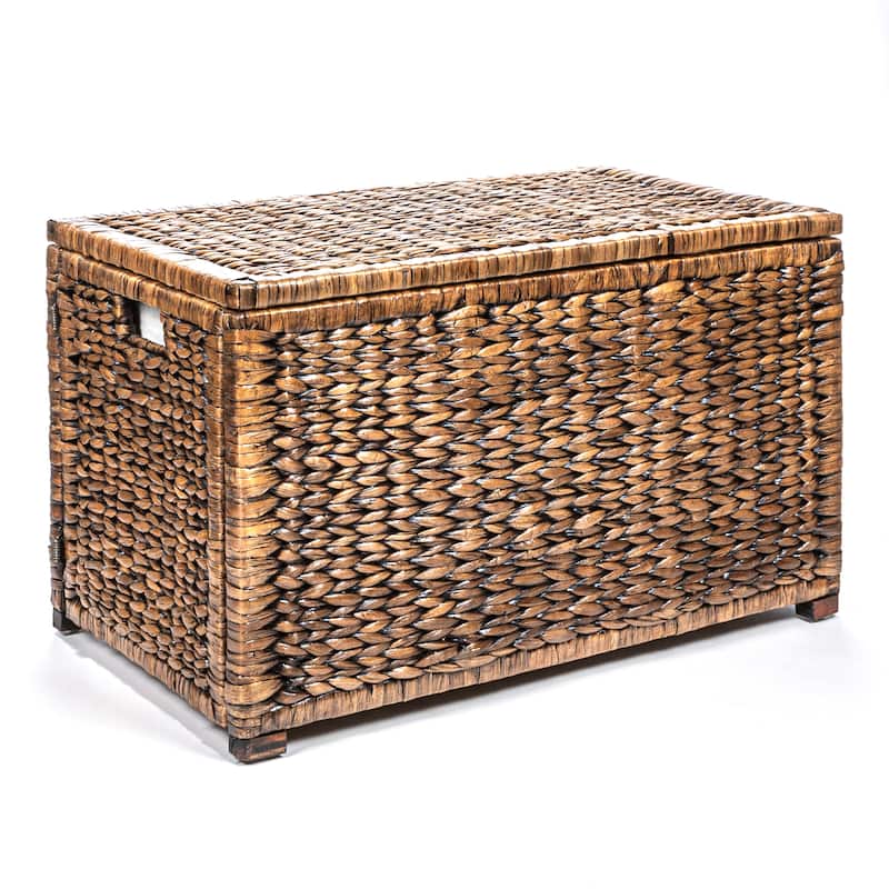 happimess Anada Wicker Weave 30" Storage Trunk, Natural - Brown Wash