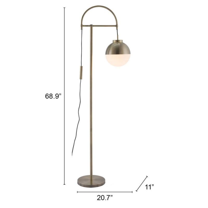 69" Bronze Steel Floor Lamp with Globe Shade and Dimmable Feature - 11" x 20.70" x 68.90"