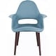 preview thumbnail 18 of 27, Retro Upholstered Dining Armchair w/ Walnut Legs Blue