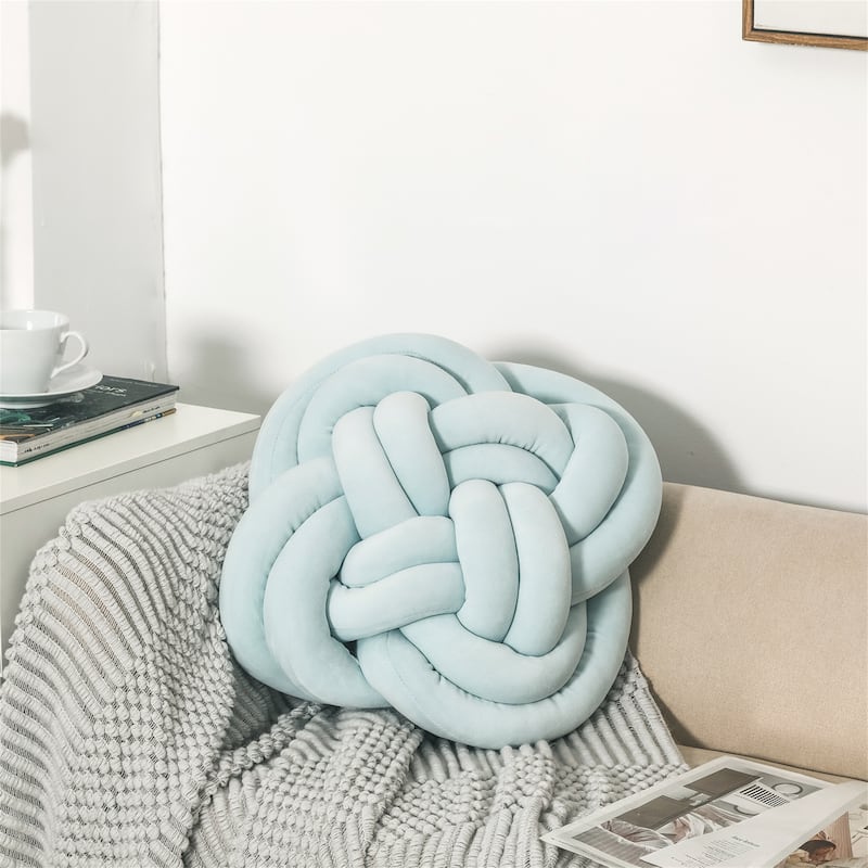 Adeco 13.7" Modern Velvet Knot Ball Throw Pillow